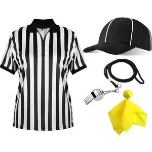 4 Pcs Referee Costume Set Official Referee Hat Yellow Penalty Flag for Halloween